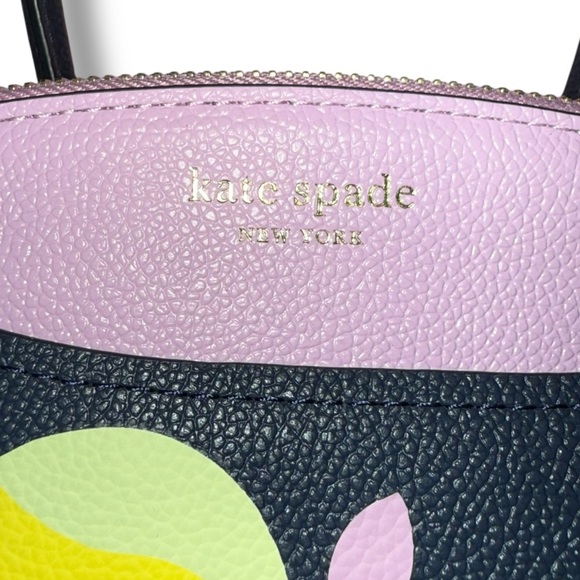 KATE SPADE Margaux Lemons Medium Satchel - Navy/ Lavendar/Yellow - Picture 9 of 16